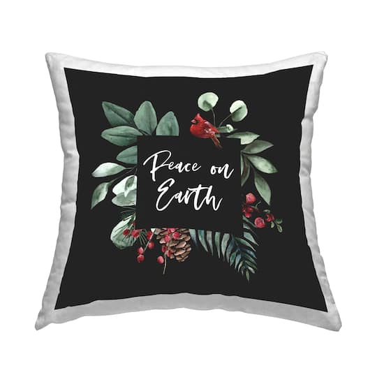 Stupell Industries Peace On Earth Cardinal & Foliage Throw Pillow